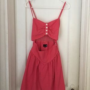 Hot pink mini Urban Renewal cut out dress
